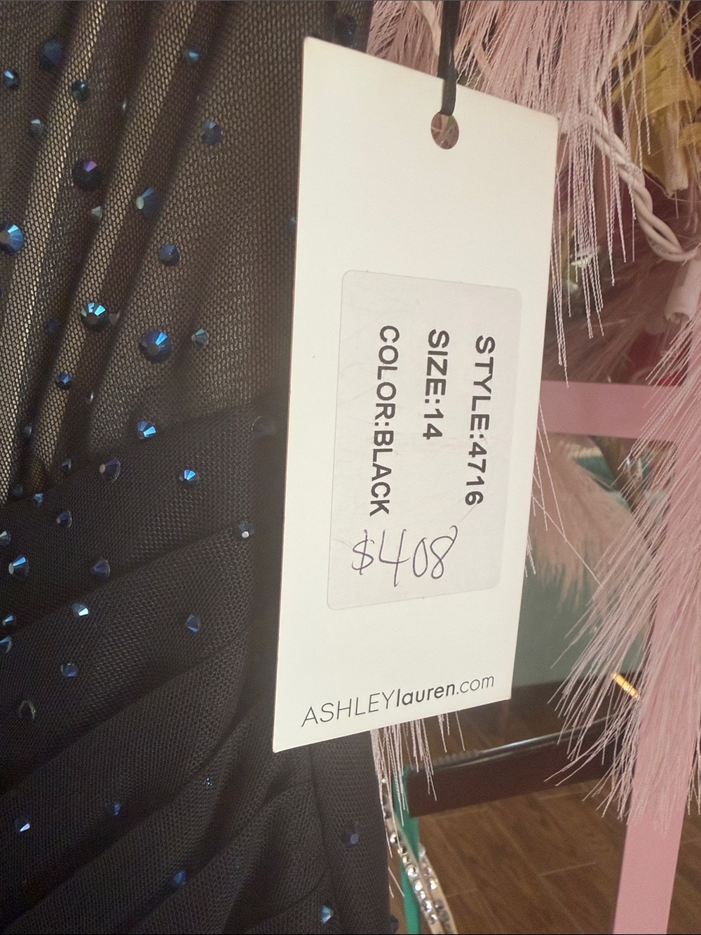 NWT Ashley Lauren size 14 Orig $408 Crystal Sheer Bodice Mini Dress HOCO Party - Picture 5 of 5